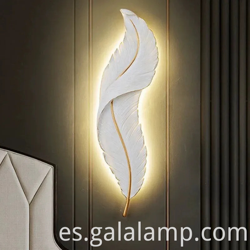 Modern Led Dimmable Wall Donce con elegante lámpara de diseño de plumas